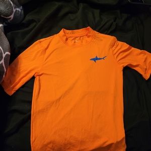 Boys sz med 8/10, orange with blue shark swim shirt Cat & Jack
